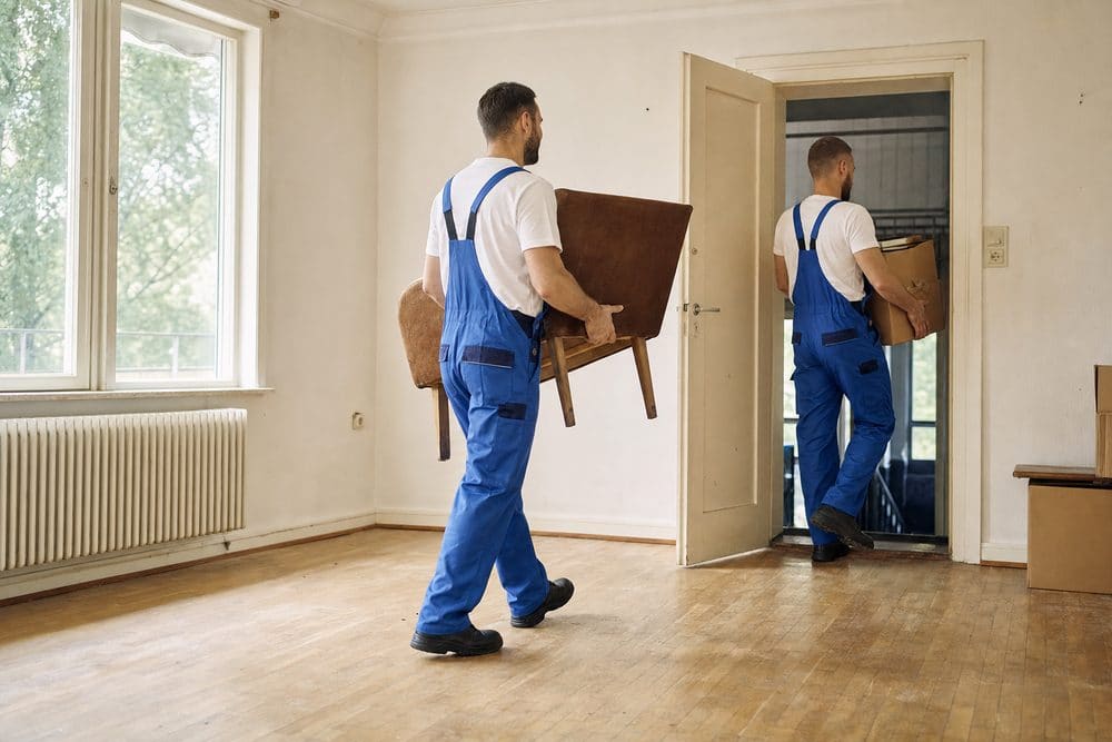 Umzugshelfer räumen eine Wohnung leer